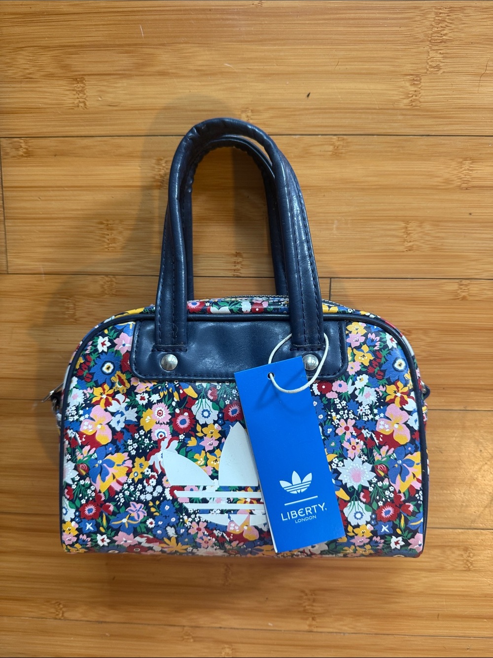 adidas Navy Floral Mini Bowling Bag